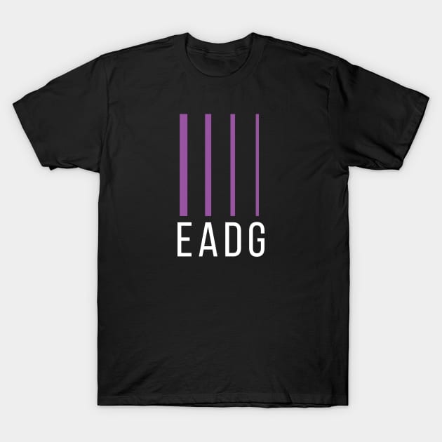 Bass Player Gift - EADG 4 String - Purple T-Shirt by Elsie Bee Designs